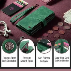 iPhone 15 Leather Wallet Case With Card Slots