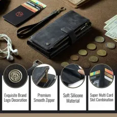 iPhone 15 Plus Zipper Wallet Case With Card Slots