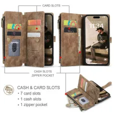 360° Protection iPhone 16 Wallet Case with Zipper Storage
