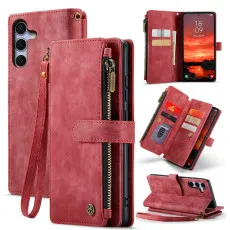 Plusleather wallet case for Samsung Galaxy S25 Plus in Red