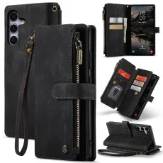 leather wallet case for Samsung Galaxy S25 Plus in Black