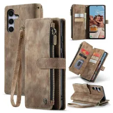 leather wallet case for Samsung Galaxy S25 Plus in Brown