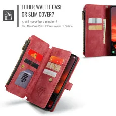 leather wallet case for Samsung Galaxy S25 Plus in Red with card slots