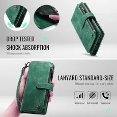 leather wallet case for Samsung Galaxy S25 Plus in Green with full drop protection