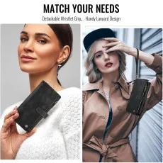 leather wallet case for Samsung Galaxy S25 Plus in Black beautiful design