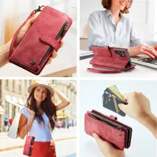 Samsung Galaxy S23 Ultra leather wallet Zipper case Red beautiful design