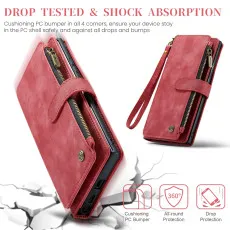 Samsung Galaxy S23 Ultra leather wallet Zipper case Red With Full drop portection