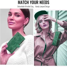 Samsung Galaxy S23 Ultra leather wallet Zipper case Green Beautiful design