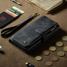 Samsung s23 leather wallet zipper case for cash pocket view