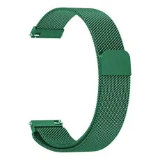 Quick release metal watch strap in green