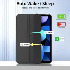 iPad Air 4th & 5th Gen Leather Smart Case Black With auto sleep and wake up Function