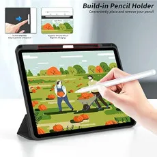 ipad air 12.9 leather samrt case for build in pencil holder