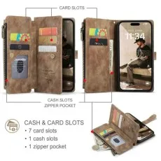 iPhone 12 Leather Wallet Case with Card Slots