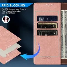 Displaying card and cash compartments for Google pixel 9 leather wallet case