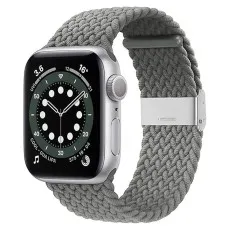 Apple Watch stylish stretchy braided solo loop Woven Buckle Belt in Grey 42mm