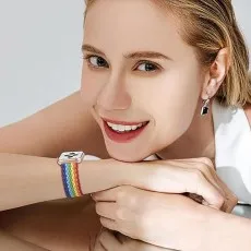 Apple Watch stylish stretchy braided solo loop Woven Buckle Belt Hand View