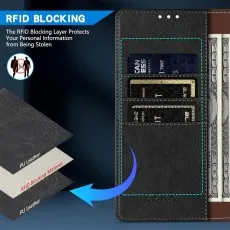 Pixel 9 pro xl leather wallet case for multiple card and cash compartments
