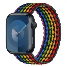 Apple Watch breathable woven solo loop band in Rainbow 44mm