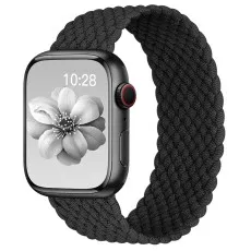Apple Watch Stretchy woven nylon strap in Black 45 MM