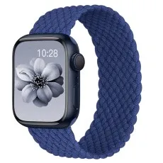 Apple Watch Stretchy woven nylon strap in Navy 44mm