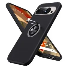 Pixel 9 Pro XL Shockproof Case with Ring Kickstand In Black