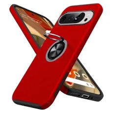 Pixel 9 Pro XL Shockproof Case with Ring Kickstand In Red