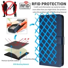 RFID blocking Card slots and durable stitching for Motorala E15 leather wallet case