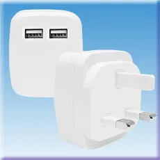 Dual USB Charger Wall Plug 10.5W PD 3.0 Fast Charging UK Adapter