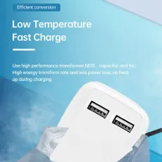 Dual USB Charger Wall Plug 10.5W PD 3.0 Fast Charging UK Adapter