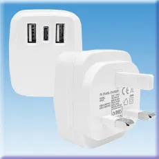 Type C Charger PD 18W Fast Type-C With Dual USB Ports Adapter