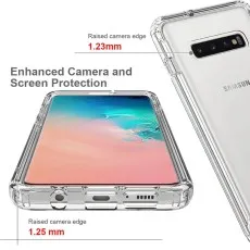 Showcases phone, clear S10+ cover