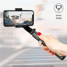 Extended with phone attached Anti-Shake Selfie Stick Tripod