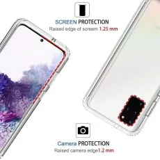 Demonstration of the shock-absorbing properties of the TPU material in a clear 360 case for the Galaxy S20