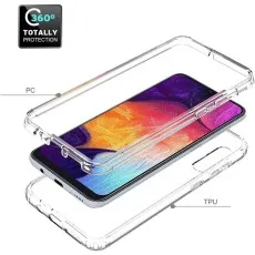 Demonstration of the shock-absorbing properties of the silicone material in a clear 360 case for the Galaxy A50