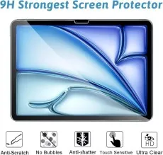 2 Pack Tempered Glass Screen Protector for iPad Air 11 Pro 11 (2025-2018) Apple Pencil Pro Compatible