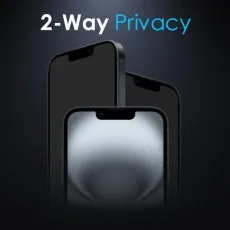Demonstration of the 2-way privacy feature on an iPhone 16e, preventing prying eyes from both left and right angles