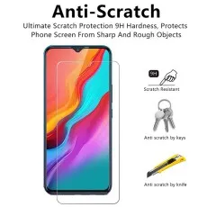 Infinix Hot 12i tempered glass screen protector with 9H hardness, anti-scratch protection against keys and knives