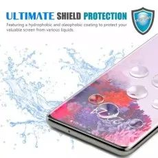 Oppo A91 screen protector with ultimate shield protection, featuring a hydrophobic and oleophobic coating to repel water and protect from liquids