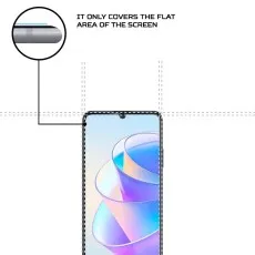 Close-up view highlighting the limited coverage of an ultra-thin 0.33mm tempered glass screen protector for Lenovo K13 Note.