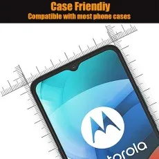 Case-friendly Motorola Moto E7 screen protector, designed for full compatibility with most phone cases