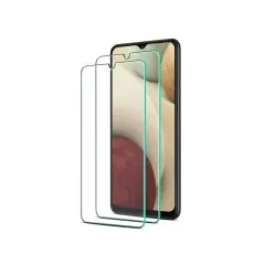 Tempered glass screen protectors designed for a modern smartphone with a minimalist wallpaper.