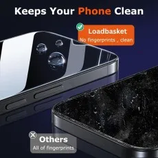 Anti-fingerprint screen protector for Nokia C11, showing a clean, smudge-free screen with Pusiikeer protection versus a fingerprint-covered screen without protection.