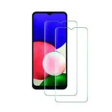 A phone with a high-resolution display showcasing a bright abstract design, overlaid with two thin tempered glass protectors.