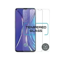 A smartphone with a curved glass screen and a fingerprint sensor icon, featuring a set of two tempered glass screen protectors for durability