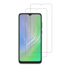 Smartphone with a green gradient screen and two tempered glass protectors