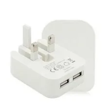 Dual USB Charger Plug 3-Pin Charging Adapter