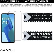OPPO A16k screen protector precise round-edged fit, case-friendly design, easy installation.