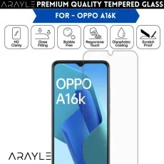 Oppo A16k with a screen protector featuring high responsiveness, scratch resistance, and clarity