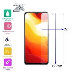 Tempered glass screen protector, 9H hardness, 7x15.7cm, 99.9% transparency, hydrophobic coating.