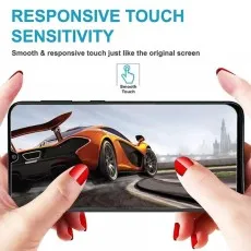 TCL L10 Pro with a high-speed racing game displayed, highlighting smooth and responsive touch sensitivity. Text emphasizes 'Responsive Touch Sensitivity' with a smooth touch icon